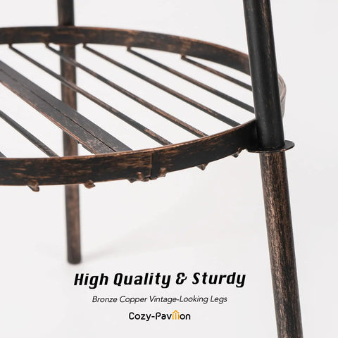 Close-up of bronze frame from Solar Powered Plant Stand Lights 2 Pack Bronze Outdoor Floor Lamps For Deck And Porch Waterproof