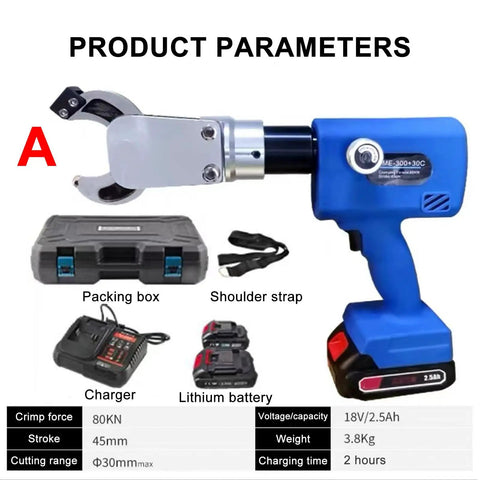 Electric Hydraulic Cable Cutter Tool 80KN Automatic Wire Cutter Rechargeable with accessories and packing box