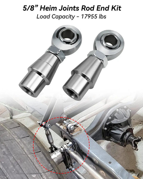 Heavy Duty 5/8 Inch Heim Joints Rod End Kit Built Damn Tough With Hard Chrome Plated Chromoly Steel for Pro Street Suspension.