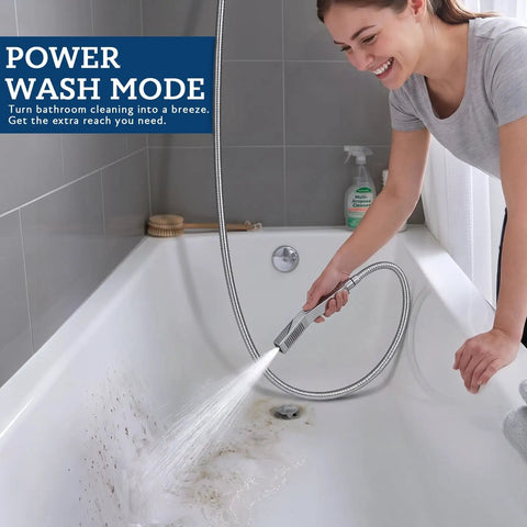 12 Inch All Metal Rain Shower Head With Handheld Spray In Chrome Finish Featuring 144 Wide Angle Nozzles For Solid Bathroom Upgrades that effortlessly cleans the bathtub.