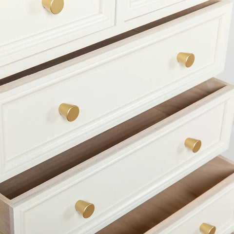 Five Pack Gold Knobs Brushed Brass Round Cabinet Pulls For Kitchen Cabinets Dope Small Drawer Hardware Easy Install on white drawers
