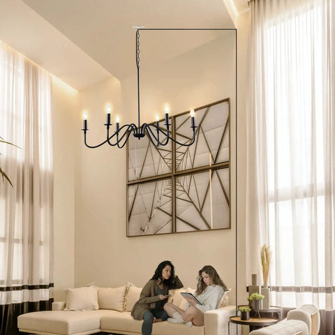34.6 Inch Dimmable Plug In Chandelier With Cord 6 Light Modern Farmhouse Pendant Light in living room setting