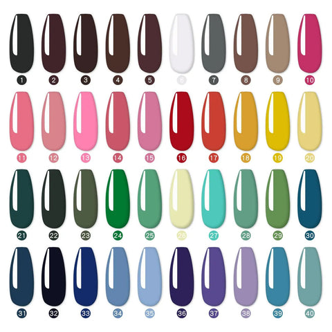 40 colors displayed from Gel Palette For Nail Art Non Wipe Painting Gel Set With 40 Colors In Individual Squares UV LED Safe For DIY Salon