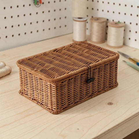 Three Piece Rectangular Woven Storage Bins With Lids Feature Slick Plastic Rattan Construction To Keep Your Home Tidy And Knocking Out Daily Clutter With Zero Hassle Prime Pick For Any Home Or Office, woven storage box.