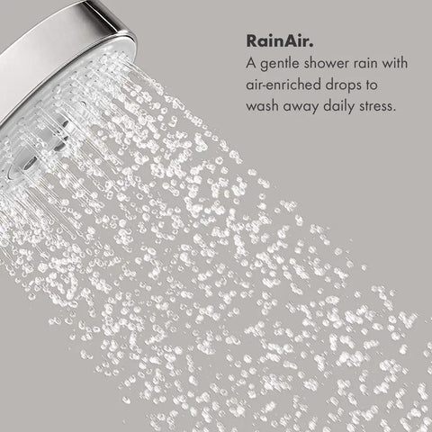 Rain Showerhead With Air Infusion Three Spray Modes BalanceAir Whirl RainAir With AirPower And QuickClean Chrome Finish shown in use