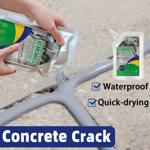 Concrete Crack Filler Self Leveling Sealant For Garages And Patios Deep Penetrating Hairline Repair Kit being applied to cracks.