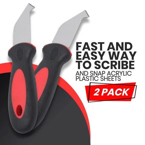 2 Pack Plexiglass Scoring Tool With Extra Sharp Steel Blade, black and red handles, for clean snap lines on acrylic sheets