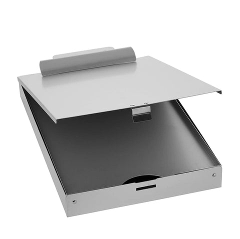 Heavy Duty Metal Clipboard With Dual Storage Compartments Holds 250 Sheets Letter Size Aluminum Clipboard With Self Closing Latch