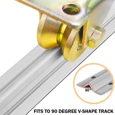 heavy duty v groove gate casters on 90 degree track