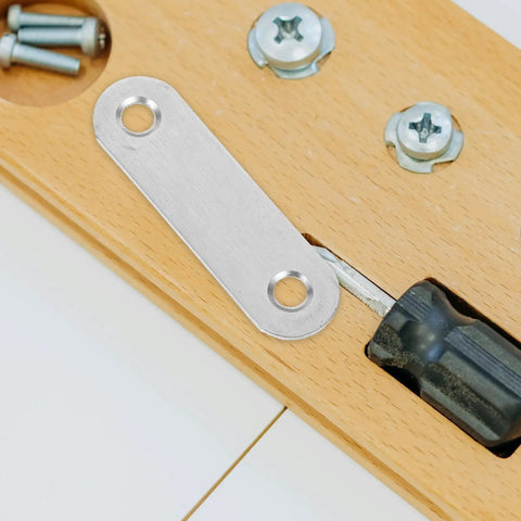 Heavy Duty Stainless Steel Flat Straight Bracket Connector With Two Holes For Wood Furniture Repair And Shelf Fixing Mending Joining Plate