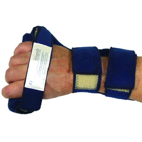Medium blue C Grip Hand Brace for Adults Left Hand, orthopedic support for wrist pain relief, carpal tunnel, and tendonitis.