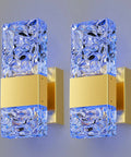 Gold Crystal LED Wall Sconce With Dimmable 3000K To 6000K Color Temperature, modern ice crystal accent for living areas