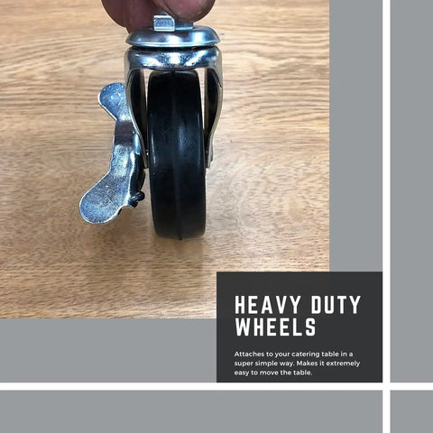 Heavy Duty Folding Table Casters with Steel and Rubber Wheels 4 Pack Locking Casters for Buffet Banquet and Event Tables High Load