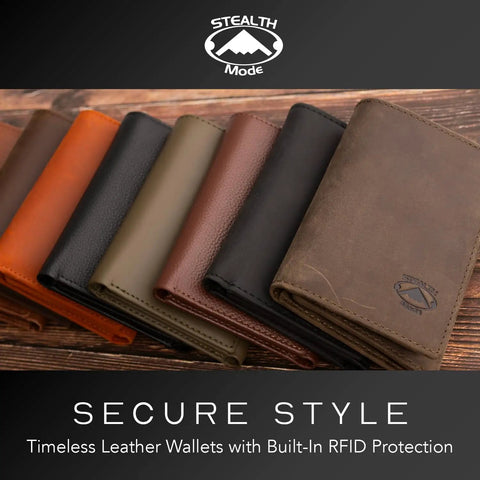 Trifold Leather Wallet For Men With RFID Blocking Napa Leather 9 Card Slots ID Window Divided Billfold Slim Durable Everyday
