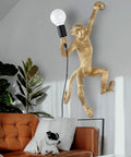 Dope Modern Resin Monkey Wall And Table Lamp With Hemp Rope Pendant Light For Home Decor White Finish, Ideal For Living Room