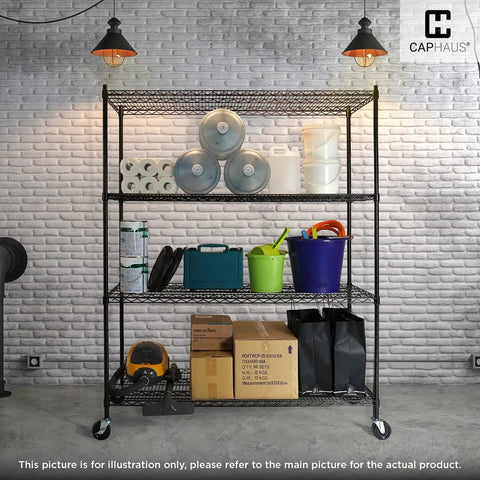 Top Shelf Heavy Duty 5 Tier Wire Shelving Rack With Smooth Rolling Wheels And Quick Adjust Leveling Feet For Tough Kitchen Or Shop Setup Game Changer displaying organized storage items.