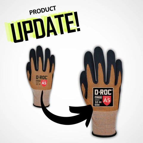 Close-up of Dx Plus Technology VersaTek Grip Work Gloves ANSI A5 Cut Protection showing durable flex design