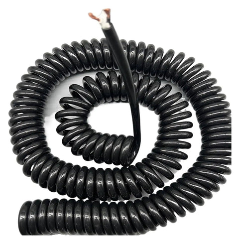 Rock Solid Retractable Coiled Power Cord with Copper Core and Hella Tough Plastic Body for Smooth Spring Spiral Stretch to 20 Meters coiled cable
