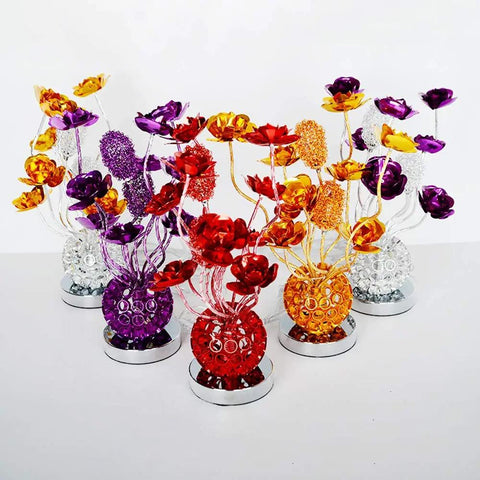 Vase Table Lamp With Modern Decor, Aluminum Flower Lights, vibrant colors, G4 LED Bulbs 3x5W, decorative living room accent.