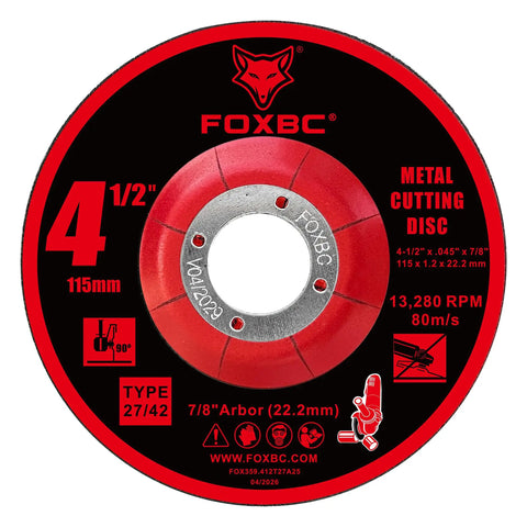 Shop Tested 4 1/2 Inch Type 27 Depressed Center Metal Cut Off Wheel And Grinding Discs 7/8 Inch Arbor for cutting metal.