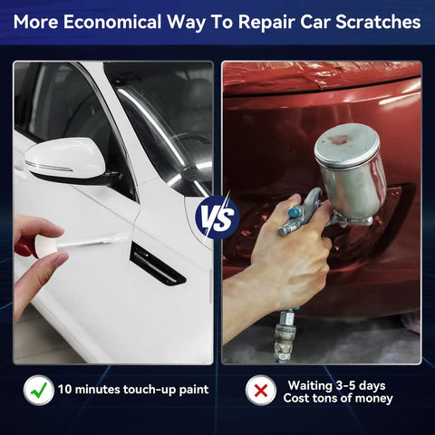 High Gloss White Auto Touch Up Paint Pen For Vehicle Scratch Repair Hoods Bumpers And Rims Quick Dry Slick Finish. Side by side repair comparison.