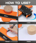 Contour Gauge With Lock 10 Inch Adjustable Shape Measuring Tool step-by-step usage for tile flooring and woodworking.
