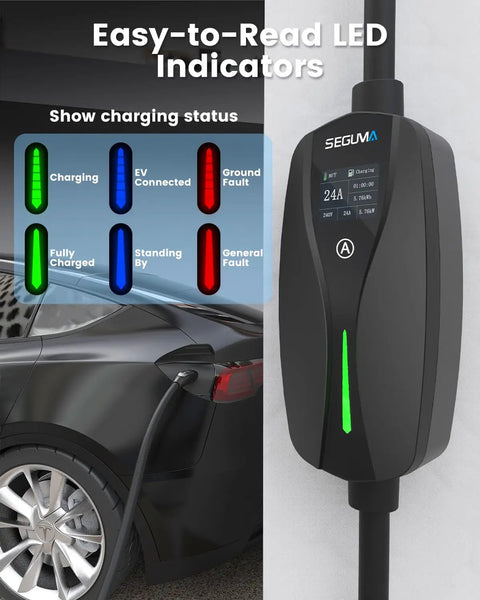 Tesla Level 2 Charger 24 Amp 240V NEMA 14-30 Plug With 25 Ft Extension Cable Adjustable Current on car wall mount