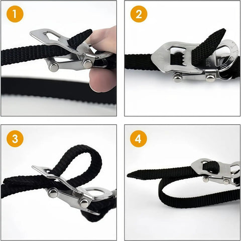 Close-up of adjustable straps and clips on all-terrain bike pedals with toe clips for indoor outdoor riding, resin alloy spindle, 9/16 inch.