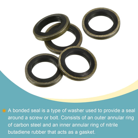 M10 bonded sealing washers for high-pressure automotive and industrial use, carbon steel with nitrile rubber gasket, pack of 10.