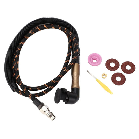 Rock Solid Compact Pencil Air Die Grinder Kit With Pro Grade High Speed Turbo Motor hoses and accessories for precise engraving and grinding.