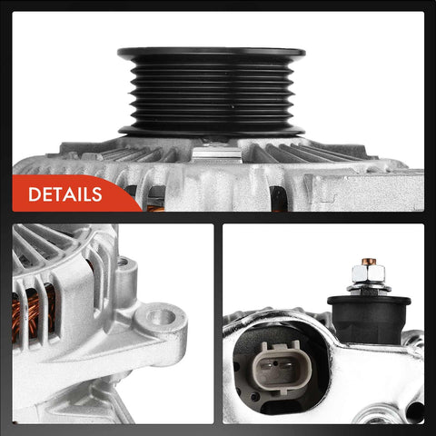 Details of Dodge Dakota Jeep Grand Cherokee Alternator Replacement with 12V 136A output and 6-groove pulley.