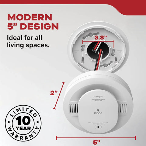 Keep Your Crew Safe With This Rock Solid Hardwired Smoke Detector Featuring AA Battery Backup, Clear Voice Alerts, And Fast 120V Safety Tech That Handles Heat No Sweat, modern design 5 inches.