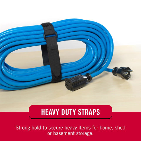 Elastic Cinch Straps With Buckle Grab N Go 15 Inch By 1 Inch Black 4 Pack Fully Adjustable And Stretchable Hook And Loop Straps With D Ring Buckles For Secure Fit On 3 To 5 Inch Diameters securing coiled blue cable