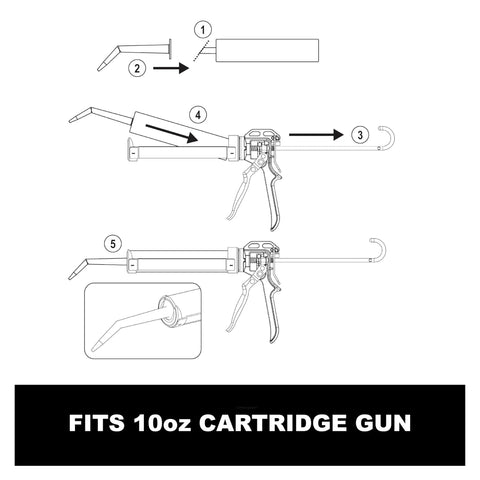 Diagram showing assembly of Angle Shot Plastic Nozzle Three Pack For One Tenth Gallon Cartridges Yellow Fits On Top Of Most Standard