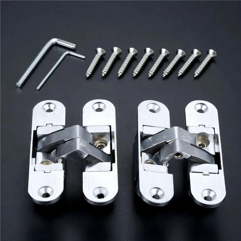 Pro Grade Zinc Alloy Hidden Hinges 2 Piece Set 23 X 95mm with screws and tools for folding counter doors.