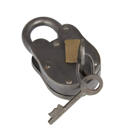 Brass Metal Lock And Key Decor Prop For Indoor And Outdoor Use Dark Gray Finish 1 Inch By 3 Inch By 2 Inch Size Durable