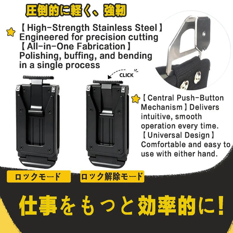 Durable Nail And Screw Pouch With Belt Clip for Electricians Carpenters Mechanics and Handymen Pro Grade Tools Organizer Bag with stainless steel clip and push-button mechanism