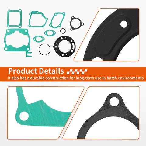 Gaskets and seals in 54mm Size B Piston Top End Rebuild Kit for Honda CR125R 1992-1999 with OEM numbers like 13110-KZ4-505.