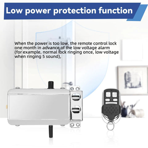Plug And Play Smart Deadbolt Lock With Four Remote Fobs And Smartphone App For Lightning Fast Keyless Entry showing chrome finish and remote.