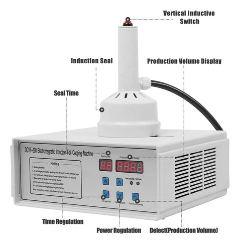Portable Handheld Induction Sealer Fits 20Mm To 100Mm Caps 110V Digital Display controls and features for precise sealing.