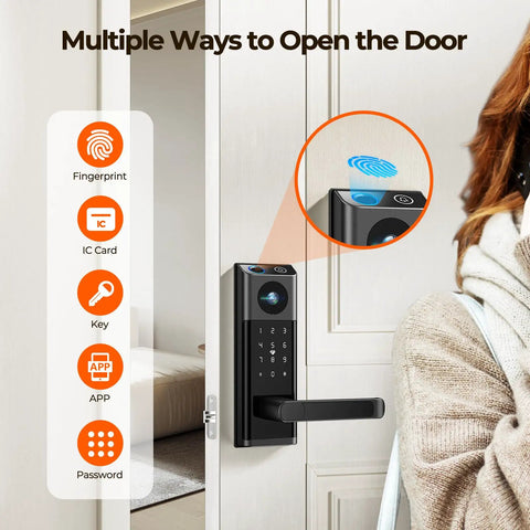 Video Smart Lock With Hd Camera And Wireless Doorbell Auto Locking Deadbolt Keyless Entry For Front Door showcasing multiple entry methods.