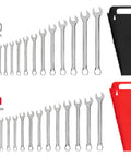 30 Piece Combination Wrench Set With Inch And Metric Wrenches, Angled Open End For Easy Fit, Durable Holder Included, From One Quarter Inch To One Inch And From Eight To Twenty Two Millimeters, Ideal For Home Garages And Pros
