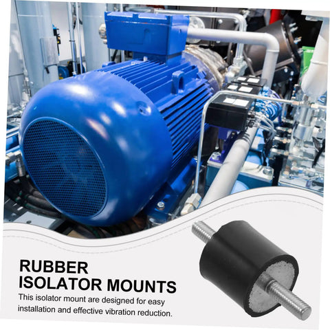 4-Piece 25x25mm Rubber Vibration Isolator Mounts With M6x19mm Studs For Shock Absorption And Quiet Operation In Gym Gear And Industrial Machinery For Heavy Duty Use, shown with industrial motor