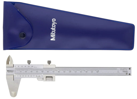 Seven Inch Vernier Caliper With Inch And Metric Range, Pro Grade Hardened Stainless Steel With Satin Finish, Blue Case