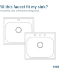 Diagram showing sink compatibility for One-Handle Pullout Kitchen Faucet In Chrome With Dual Spray Wand Aerated Stream.