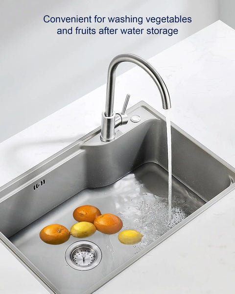2 Pack Kitchen Sink Basket Strainers Replacement For 3-1/2 Inch Standard Drains Brushed Stainless Steel Body With Center Knob And Rubber Stopper Fits Most American Sinks Easy Install in modern kitchen sink with fruits