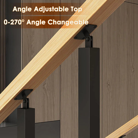 Rock Solid Steel Railing Posts With Adjustable Angle Brackets For Decks Stairs And Porches Weather Resistant Powder Coated Baluster Columns with angle adjustable top.