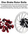 Red Mountain Bike Brake Disc Rotor Bolts Beefy Stainless T25 Steel Six Bolt Hardware with rotor