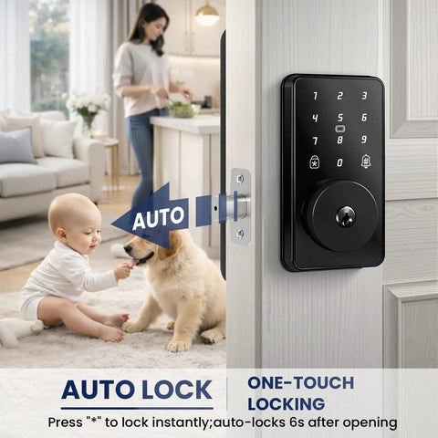 Heavy Hitter Smart Deadbolt With Keyless Entry, Smooth Touchscreen Keypad for Exterior Doors with auto lock feature.