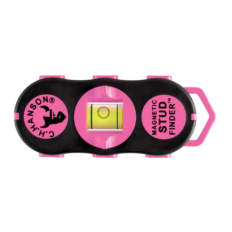 Solid Magnetic Stud Finder in Pink Helping You Nail Wood Joists and Metal Nails behind Drywall with a Strong Pull and Clear Signal so You Can Skip the Guesswork and Finish Your Renovation like a Pro without Blowing a Hole in the Wall on Your Next Fix, top view with level.